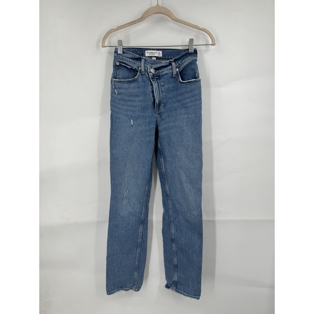 Abercrombie & Fitch The 90s Straight Ultra High Rise Jeans Sz 24 Blue Curve Love